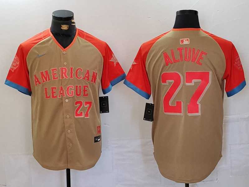 Men%27s Houston Astros #27 Jose Altuve Number Cream 2024 All Star Limited Stitched Jersey